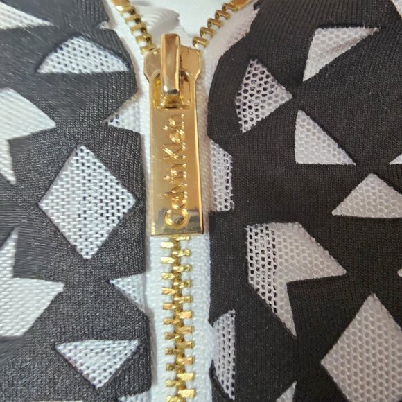 Calvin Klein Laser Cut - Out Fit and Flare Dress Black and White Size 16 - Picture 6 of 9